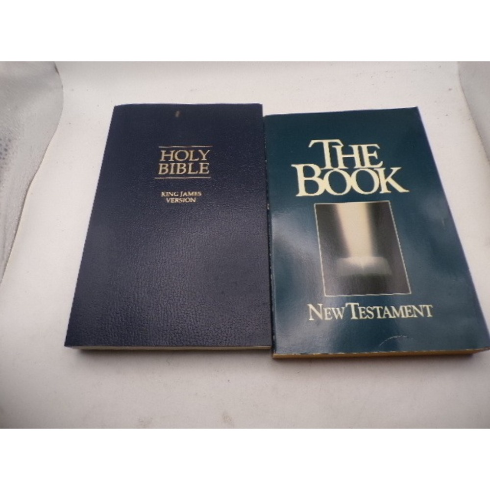 Vintage Holy Bible King James Version and The Book New Testament Scripture Set